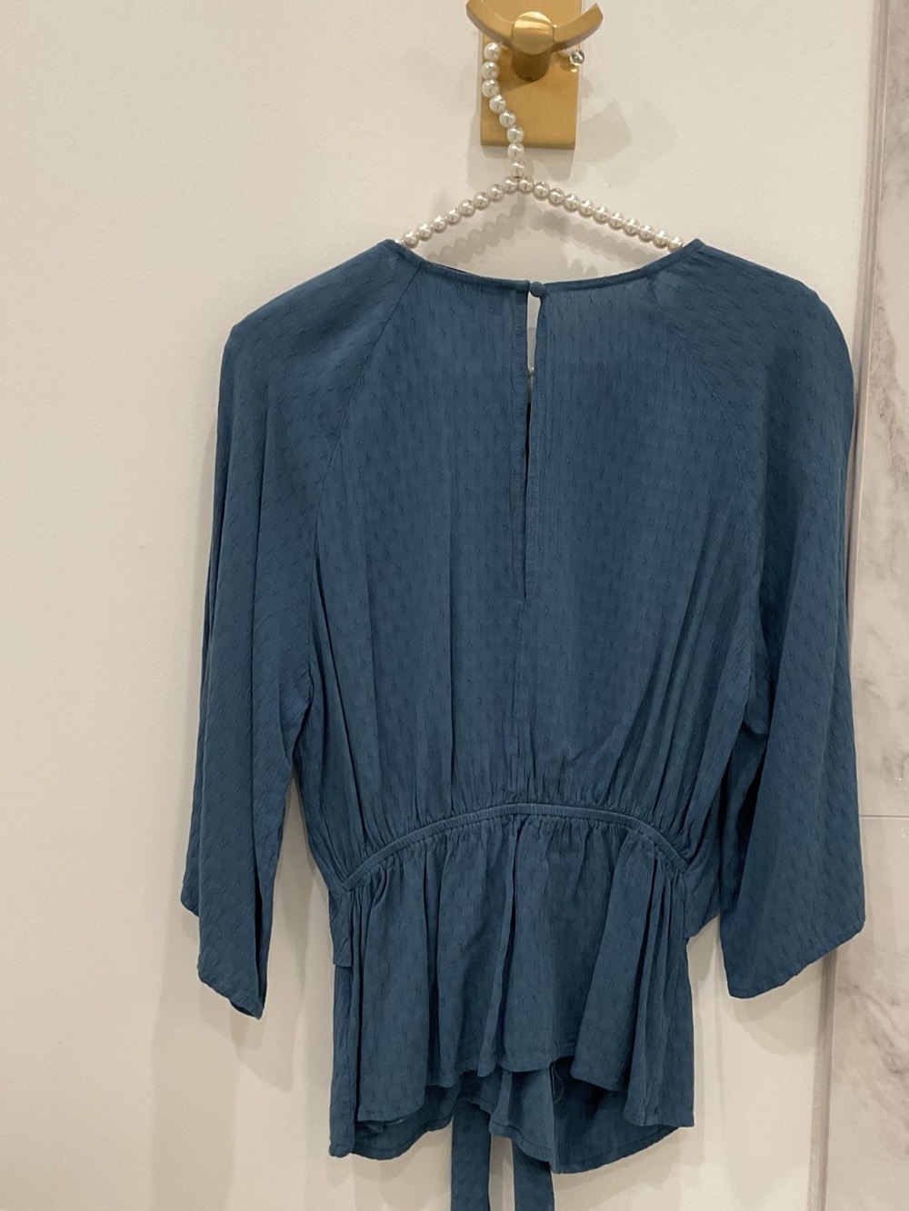🔴Blue Rain Slate Blue Tie-Waist Blouse🔴 - Picture 4 of 10